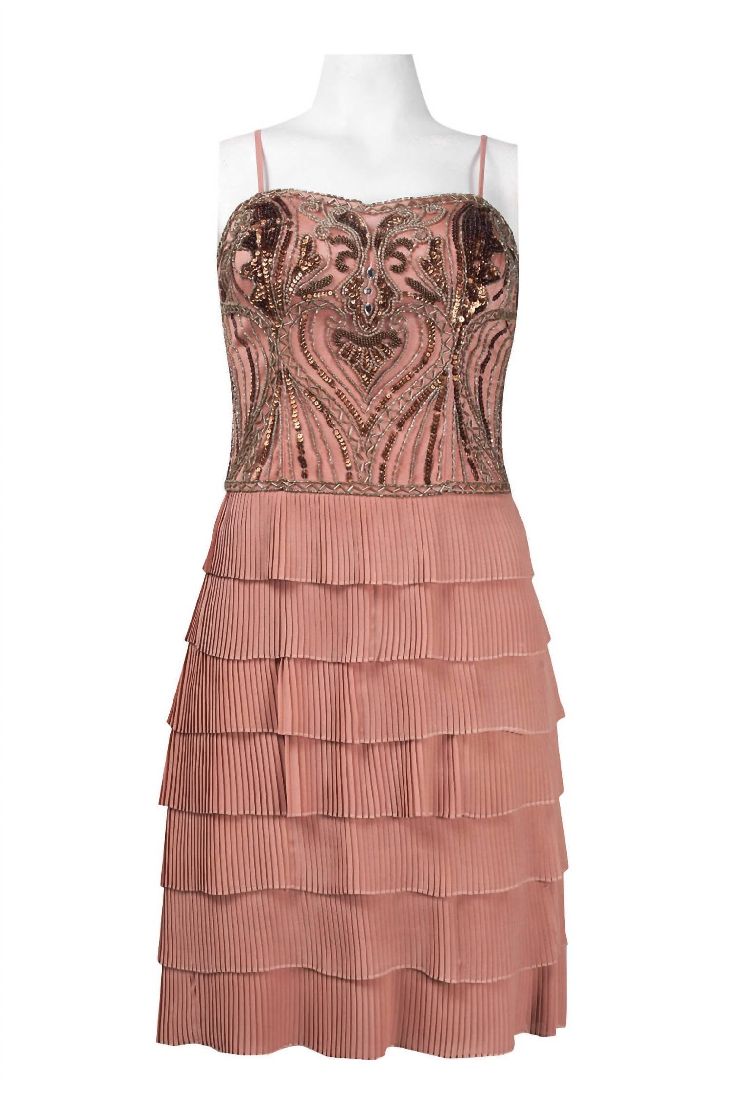 Sue Wong - Spaghetti Strap Beaded Accordion Dress