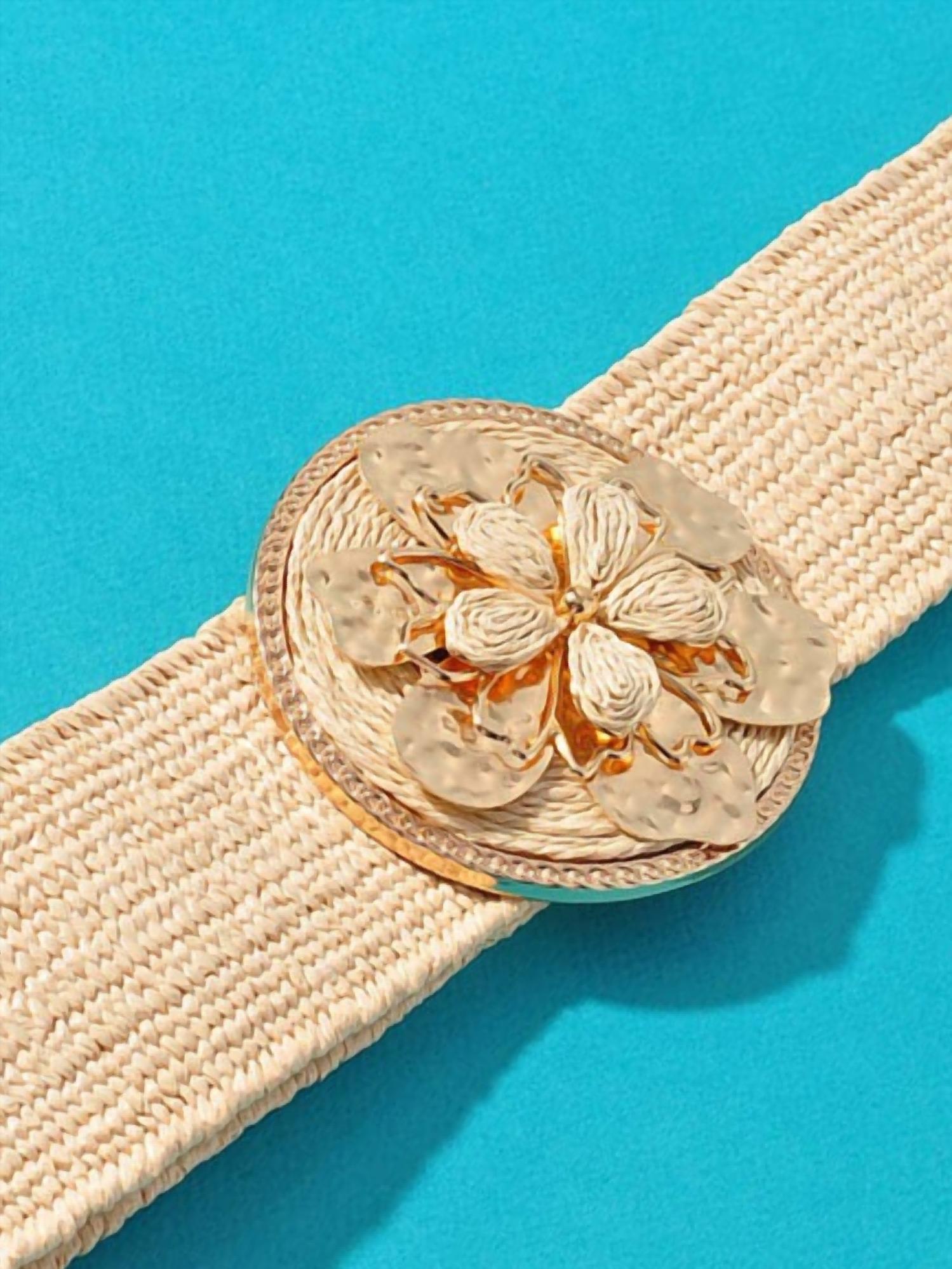 Merveille - Women's Center Flower Straw Belt