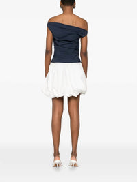SIMKHAI Salina Bubble Mini Dress in midnight multi - women's dress - detail view