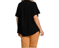 umgee Nothing At All Short Sleeve Top - Plus Size in black - women's t-shirt - detail view