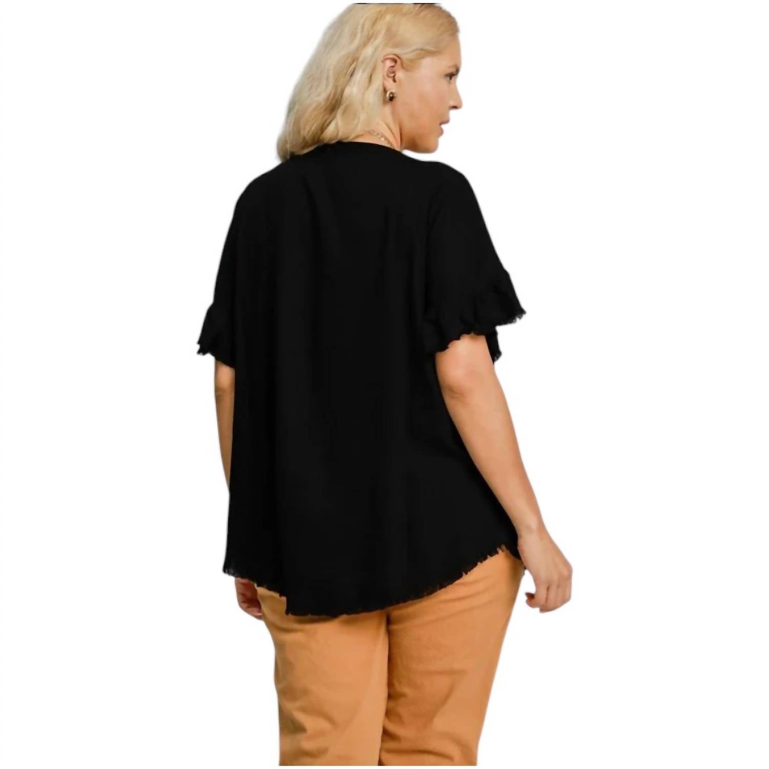 umgee Nothing At All Short Sleeve Top - Plus Size in black - women's t-shirt - alternate view