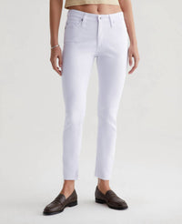 AG Jeans Farrah Skinny Ankle Jean in pearl white - women's jeans - detail view