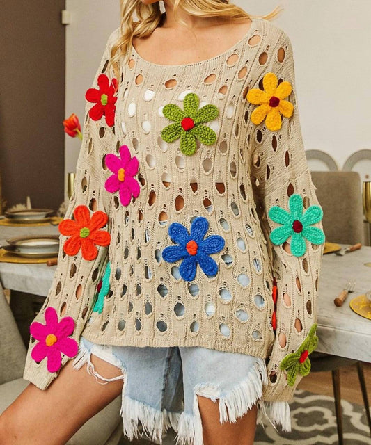Bibi - Flower Applique Sweater