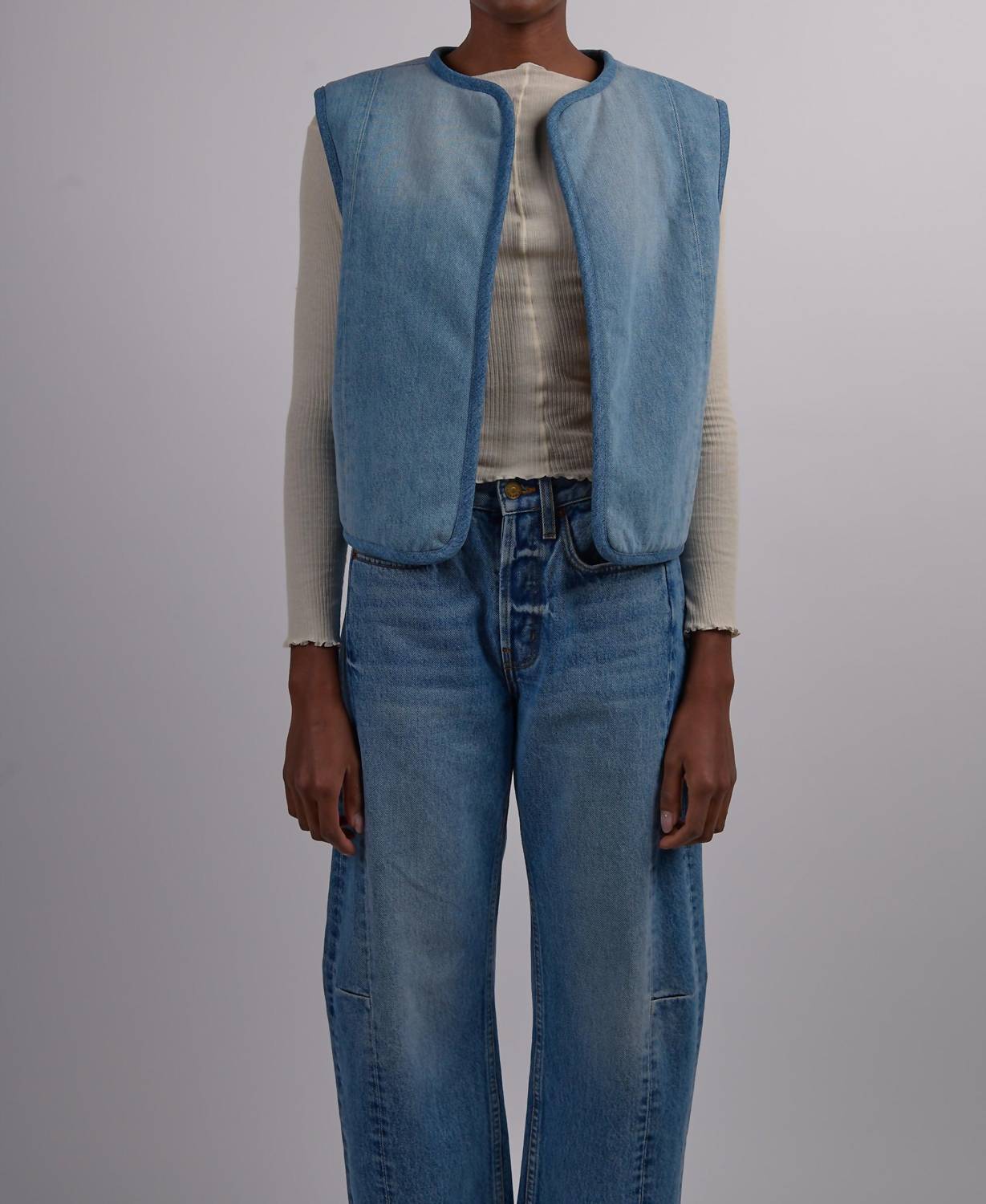 B Sides - Reversible Reworked Vintage Denim And Sherpa Vest