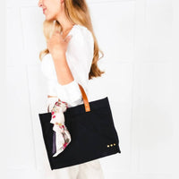 Pretty Simple - Quilted Cotton Tote With Black & White Strap