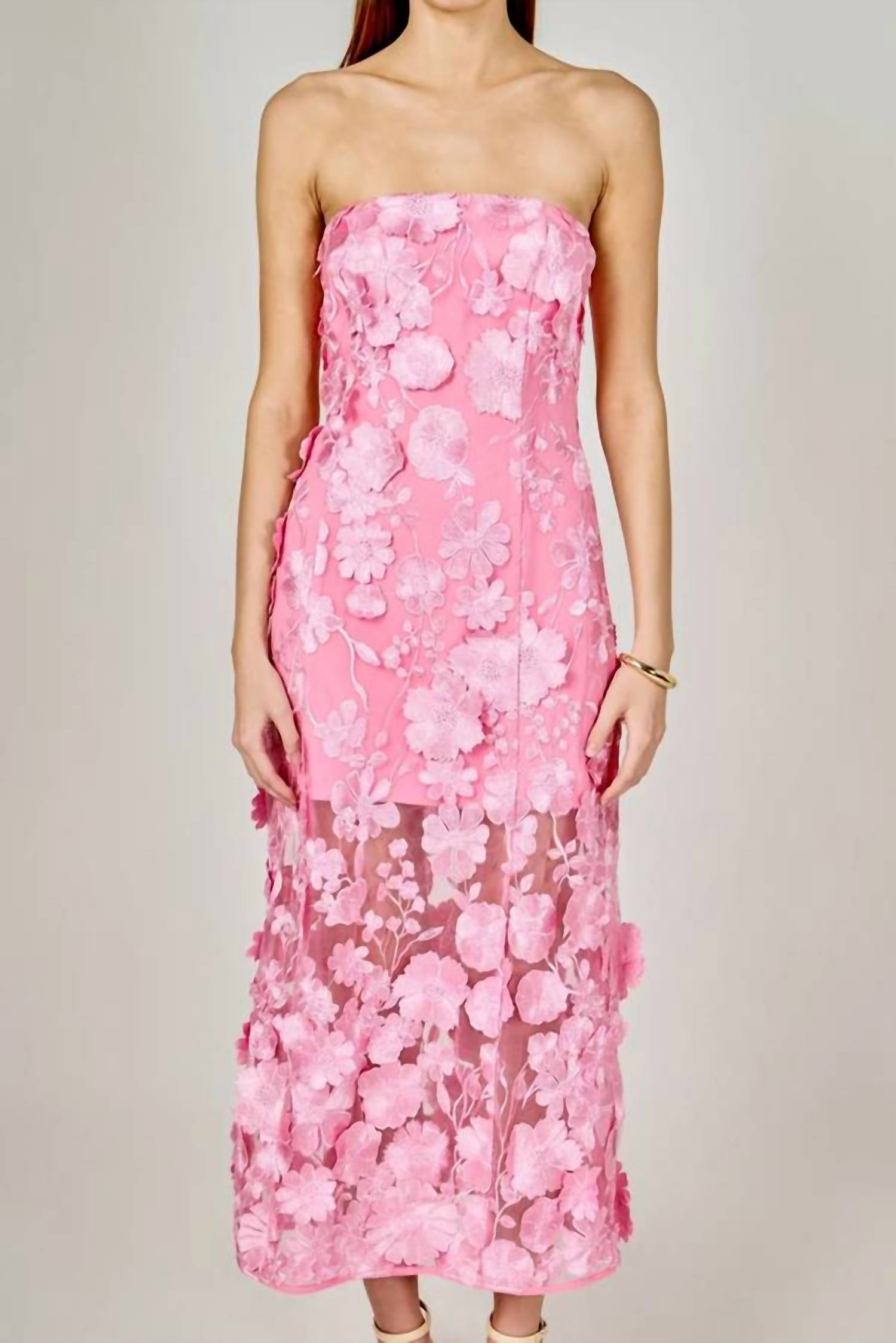 Endless Rose - Floral Embroidery Strapless Dress