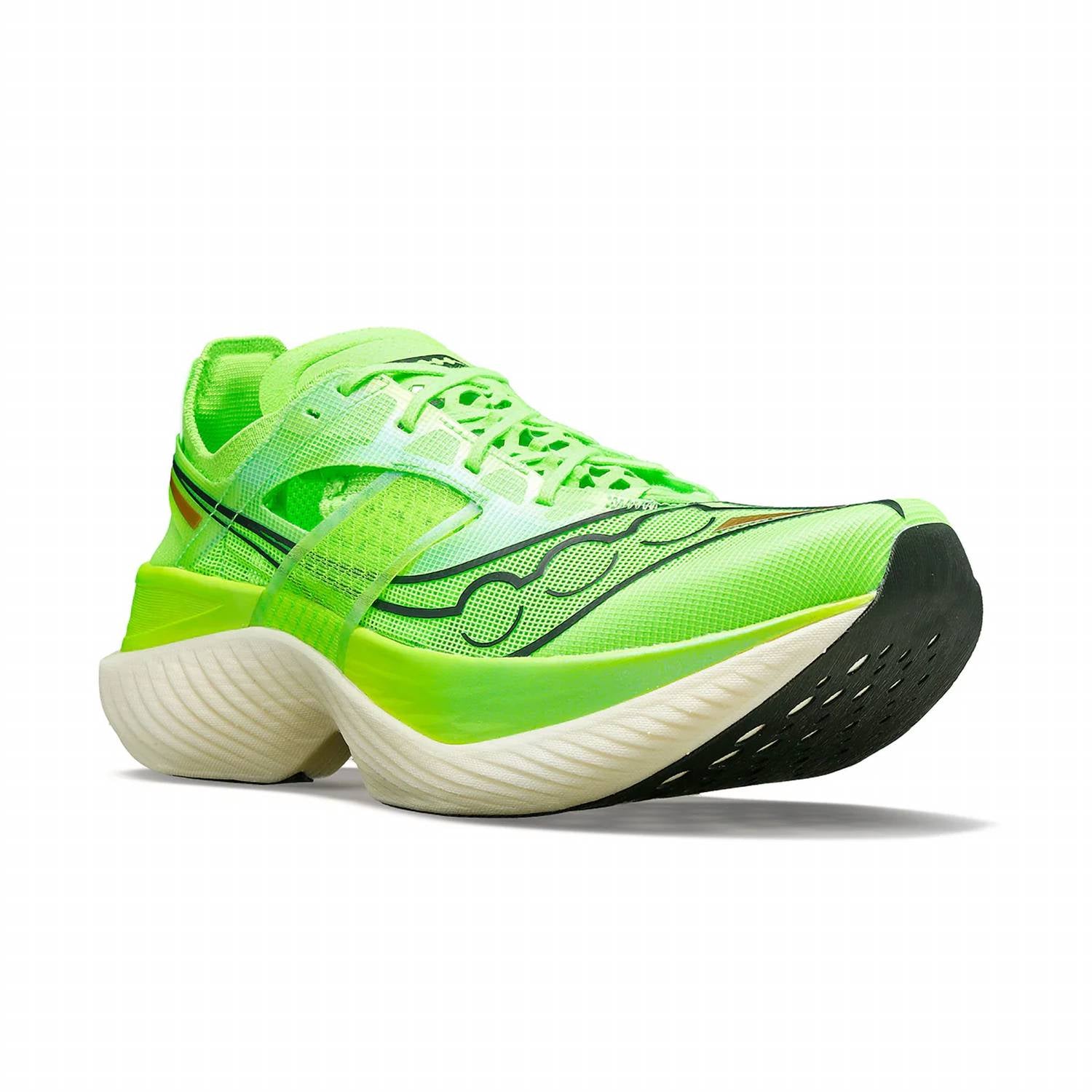 SAUCONY Women's Endorphin Elite Running Shoes in slime vert - women's shoe - detail view