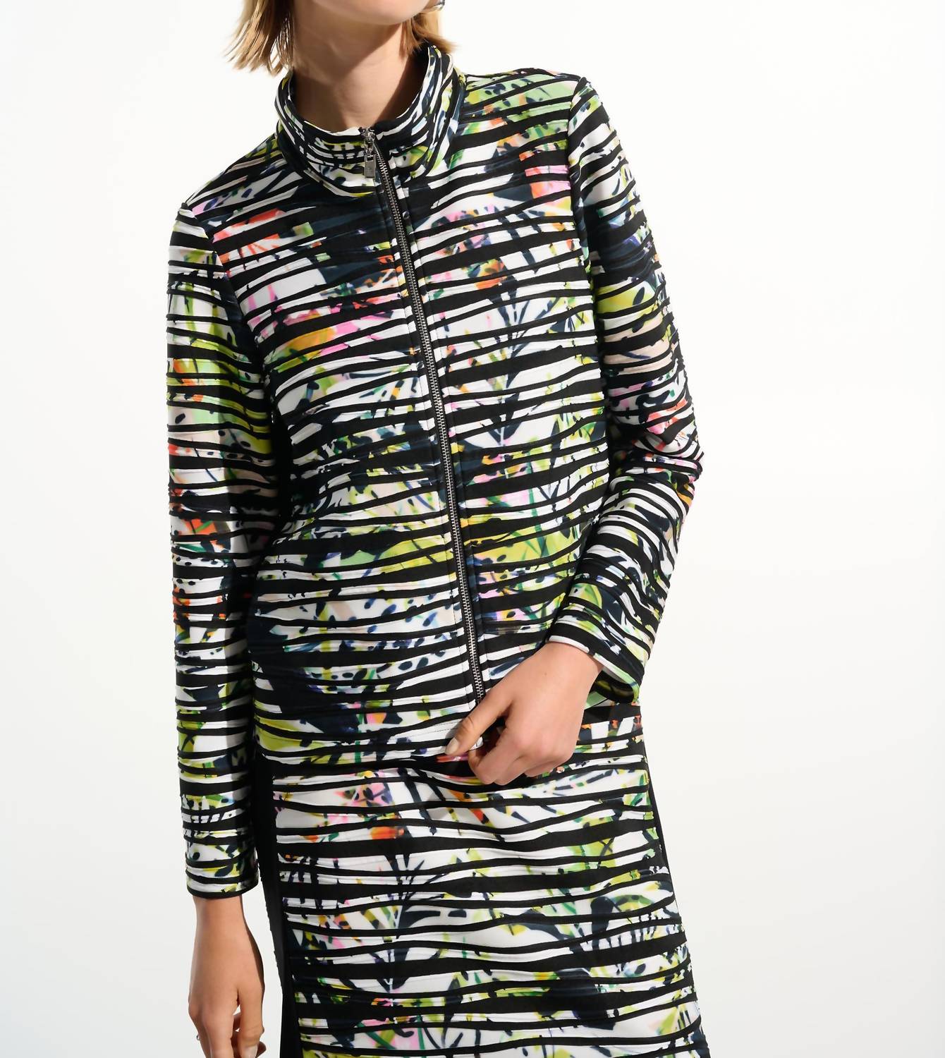Joseph Ribkoff - TROPICAL PRINT JACKET WITH CONTRAST PANEL