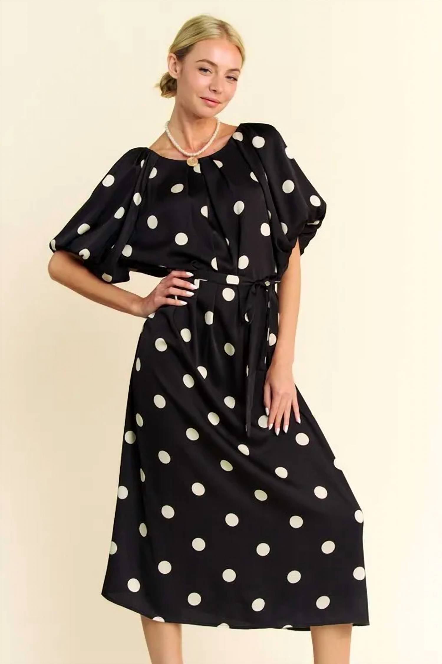 Davi & Dani - Celeste Polka Dot Midi Dress