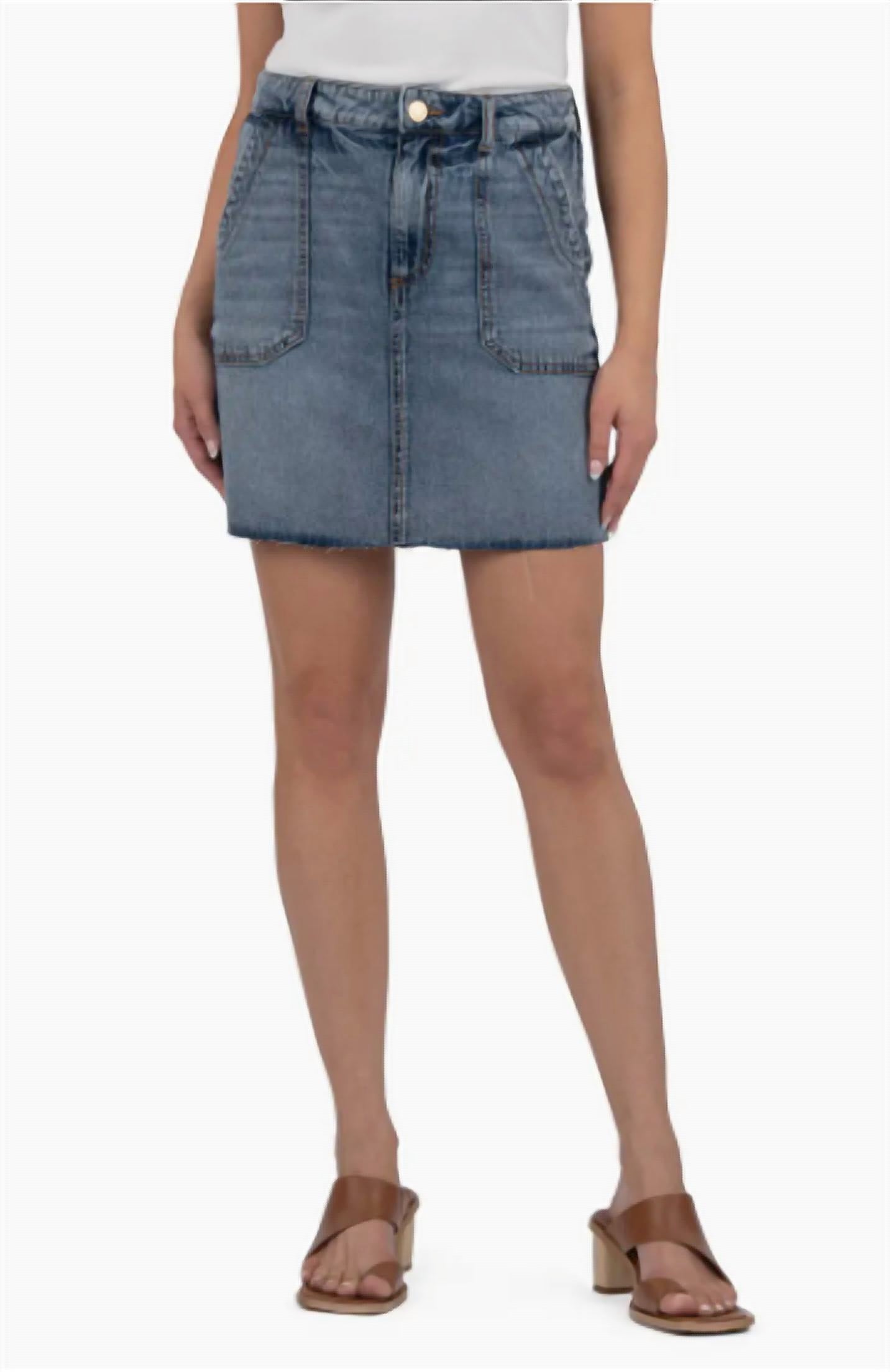 Kut From The Kloth - Bristol Raw Hem Denim Mini Skirt