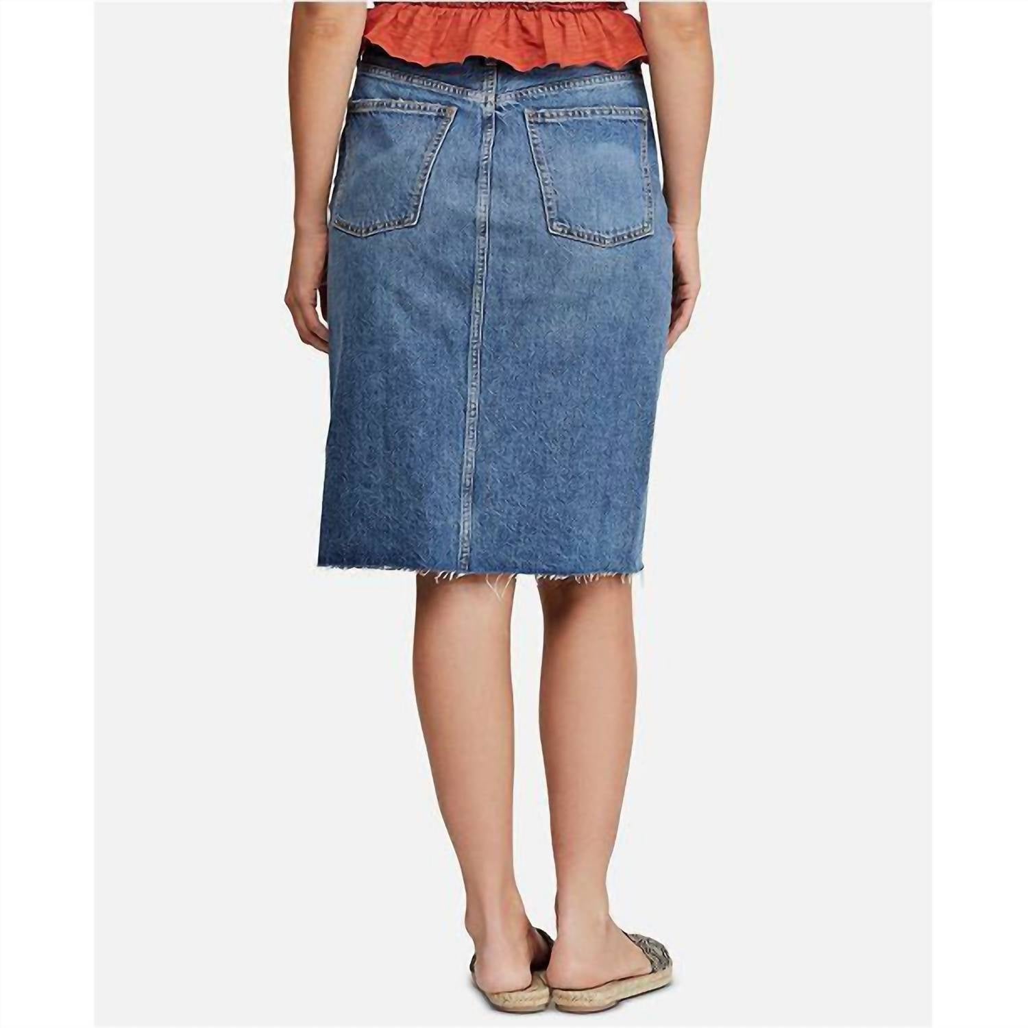 Free People Suzanne Denim Skirt in indigo - women's skirt - detail view