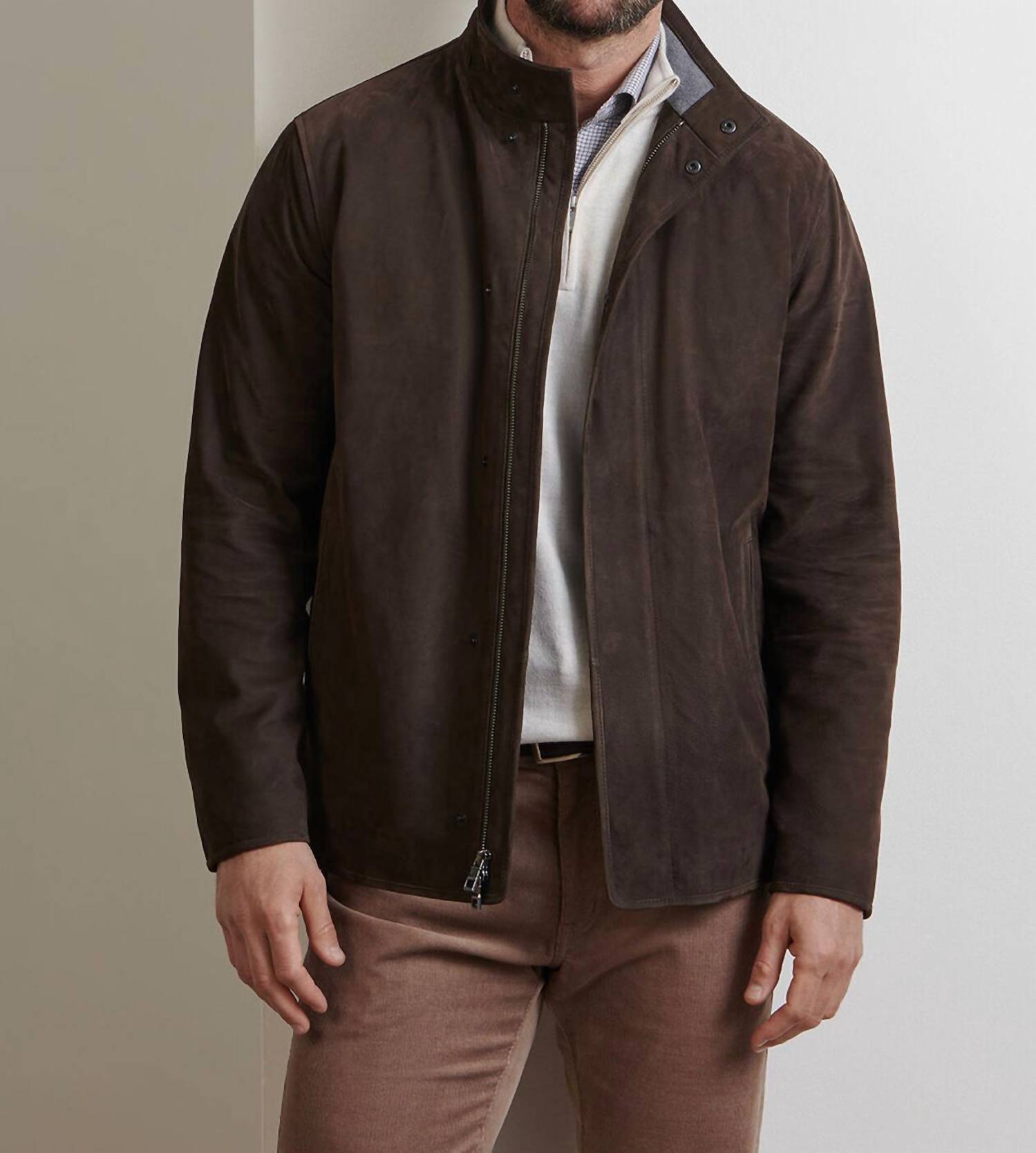 PETER MILLAR Norwalk Nubuck Coat in espresso - men's jacket