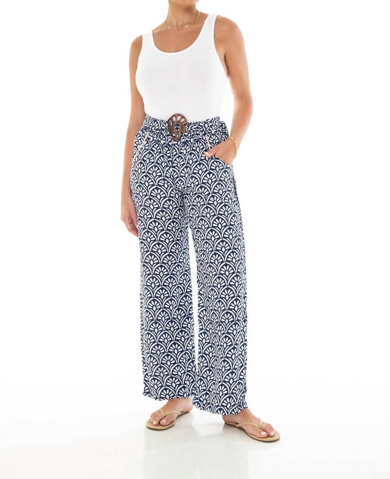 Romi The Brand Art Deco Pants in navy - women's pants