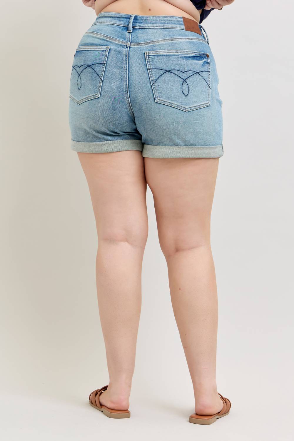 Judy Blue High Waist Tummy Control Slim Denim Short in blue - women's shorts - view 5