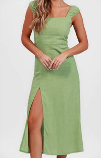 Salty Weekend - Square Neck Cap Sleeves Dress