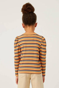 Hayden La - Engineered Stripe Puff Shoulder Top
