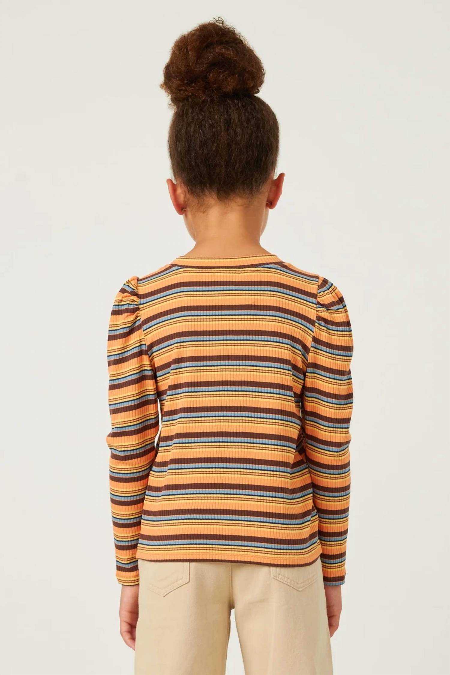 Hayden La - Engineered Stripe Puff Shoulder Top
