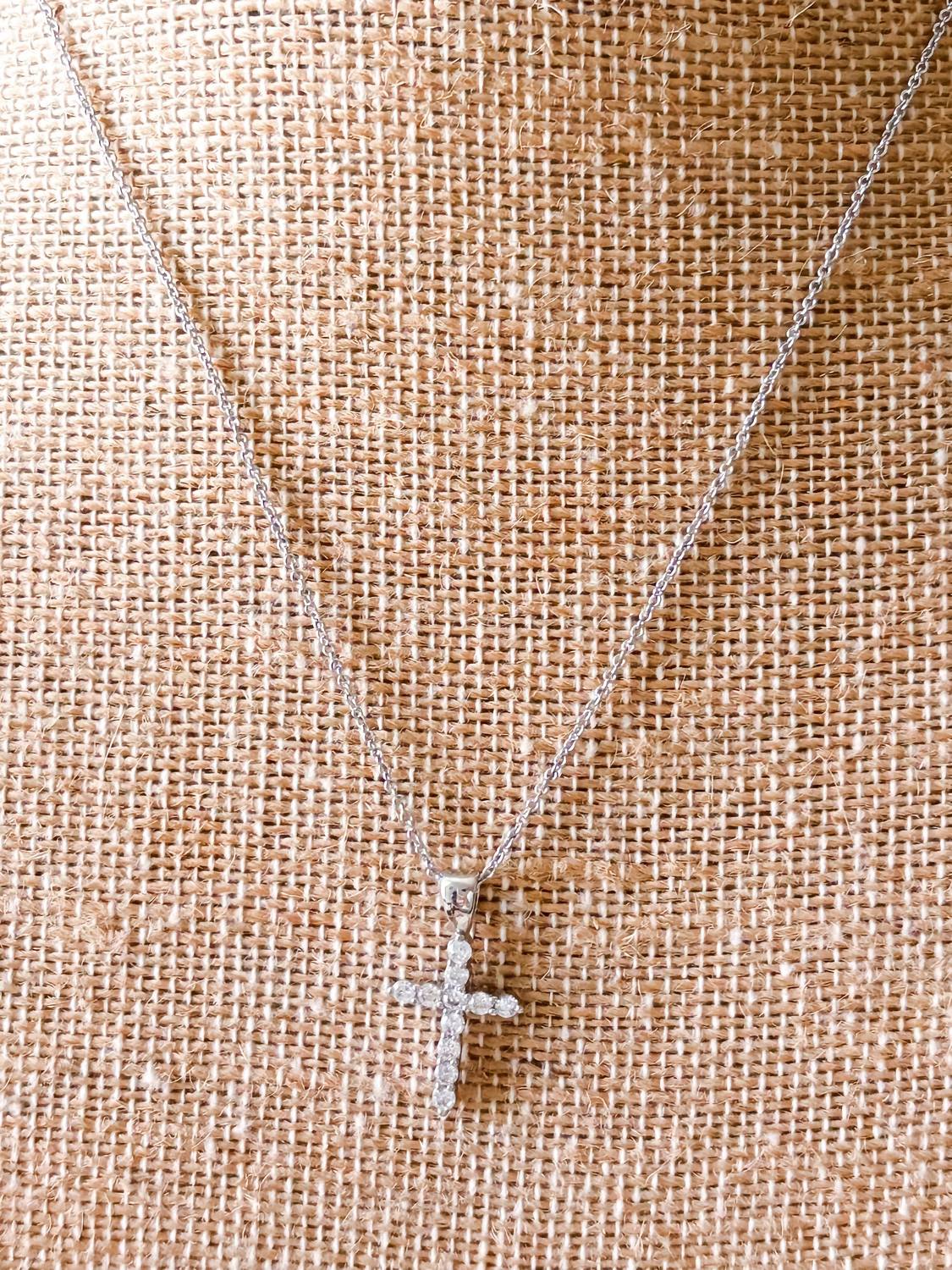 White Label - Women's Cubic Zirconia Cross Necklace