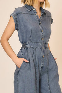 Cozy Co. - Denim Ruffle Jumpsuit