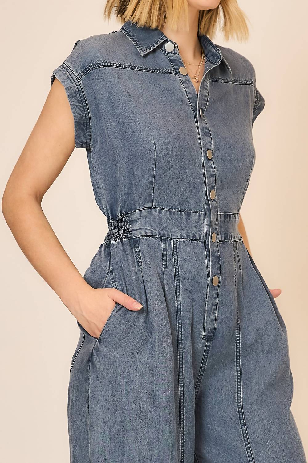 Cozy Co. - Denim Ruffle Jumpsuit