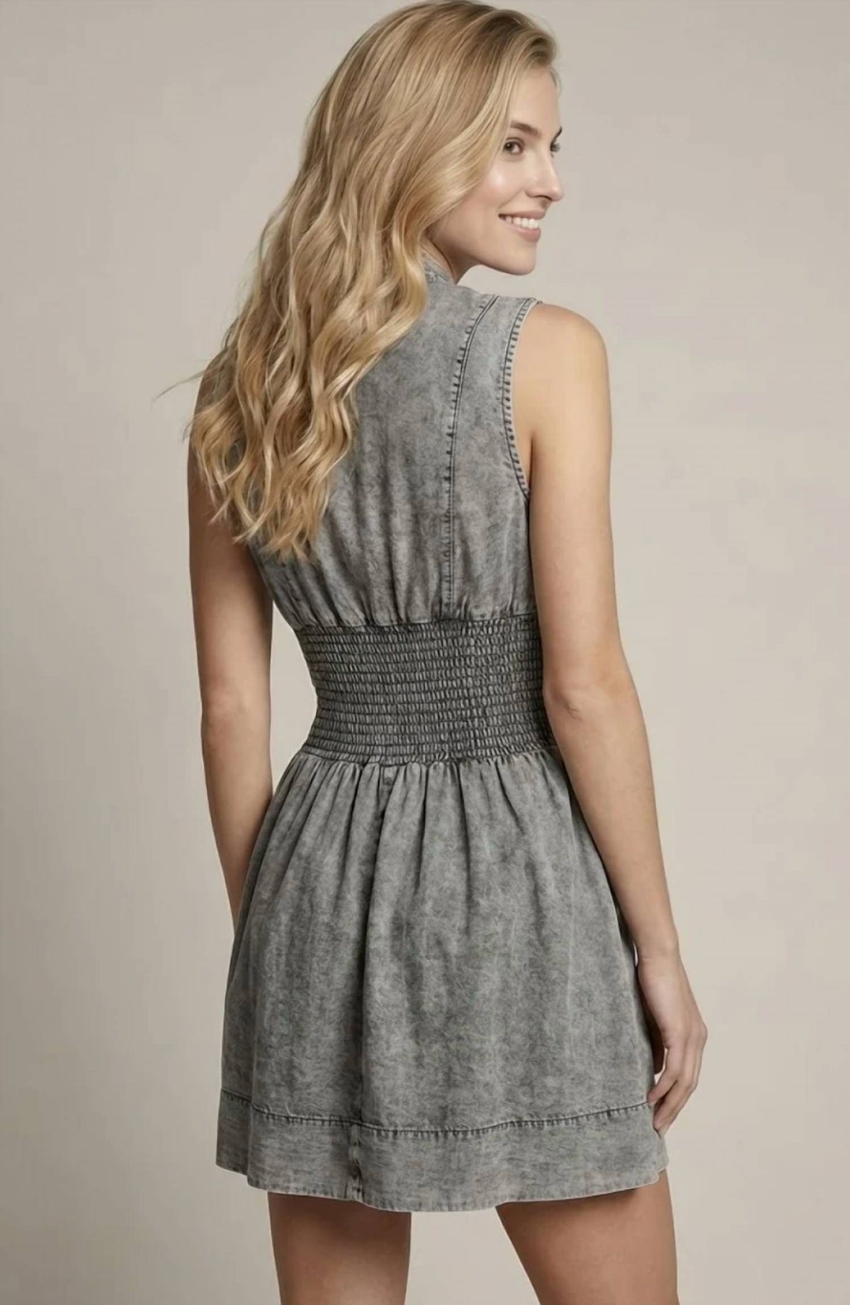 Doe And Rae - Chambray Zip Front Dress