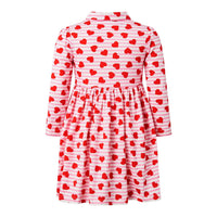 Rachel Riley Girls Stripe Hearts Knit Dress in red - kids' dress - detail view