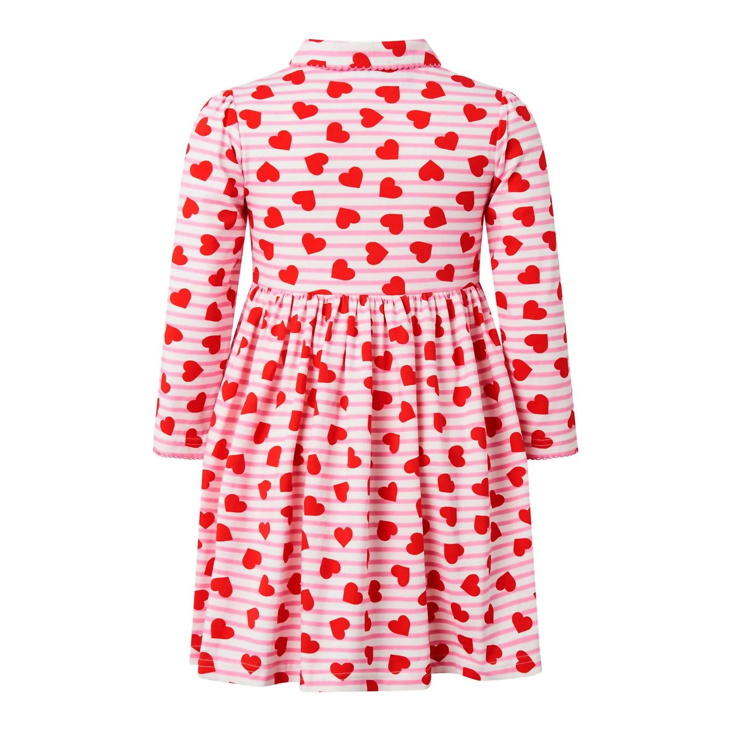 Rachel Riley Girls Stripe Hearts Knit Dress in red - kids' dress - detail view