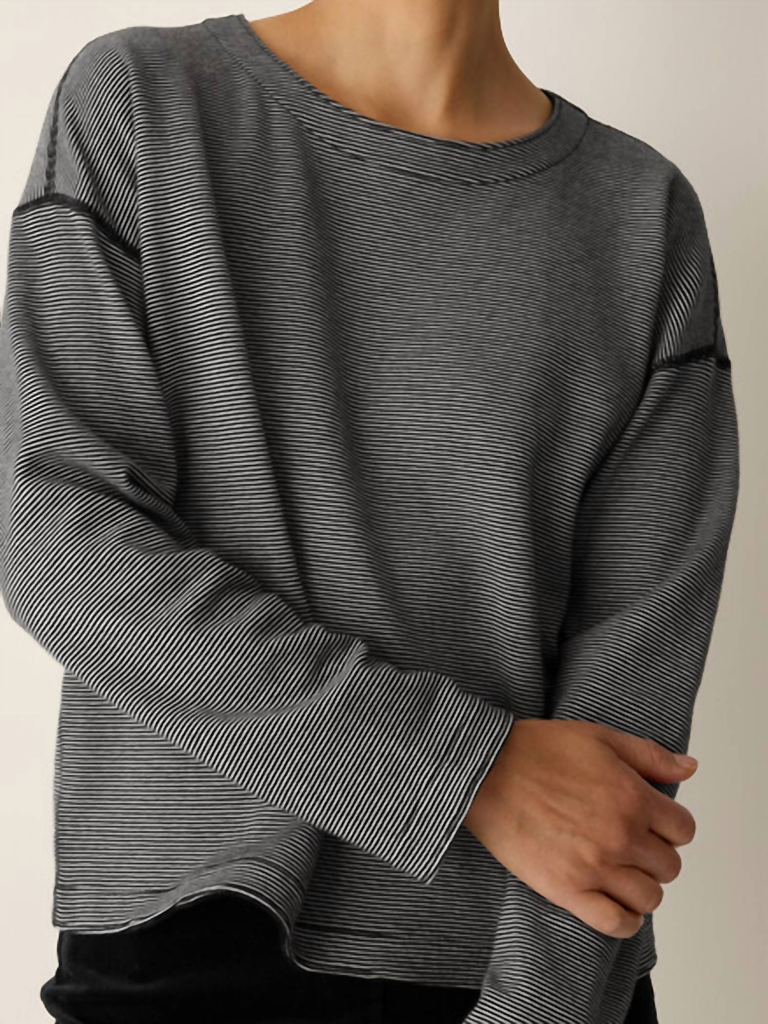 Eileen Fisher - Doubleknit Organic Cotton Stripe Reversible Top