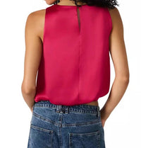 STEVE MADDEN Eve Bubble Hem Satin Top in pink - women's shirt - detail view