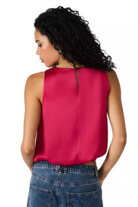 STEVE MADDEN Eve Bubble Hem Satin Top in pink - women's shirt - alternate view