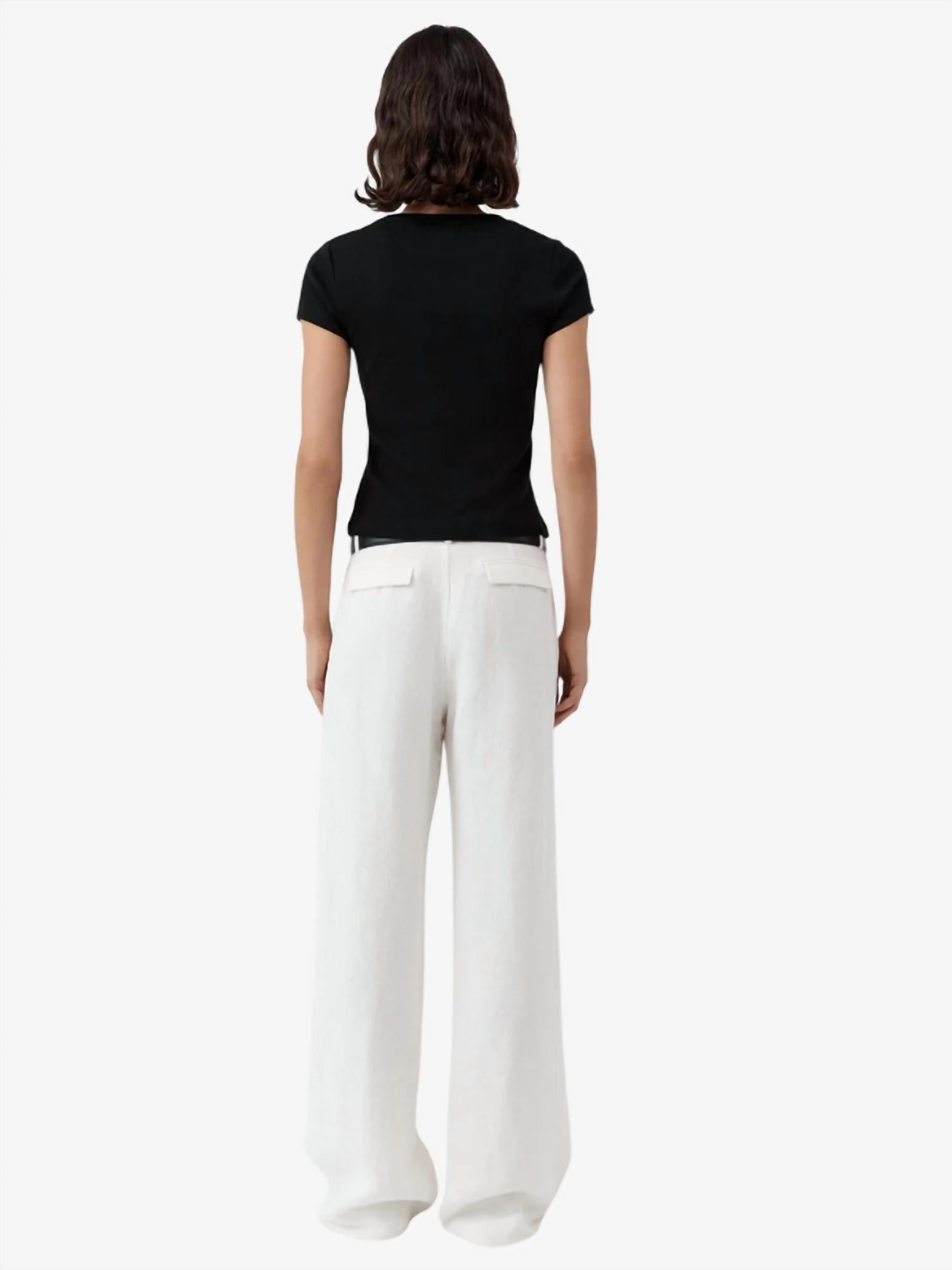 St. Agni Fine Band Carter Trouser in off white - women's pants - detail view