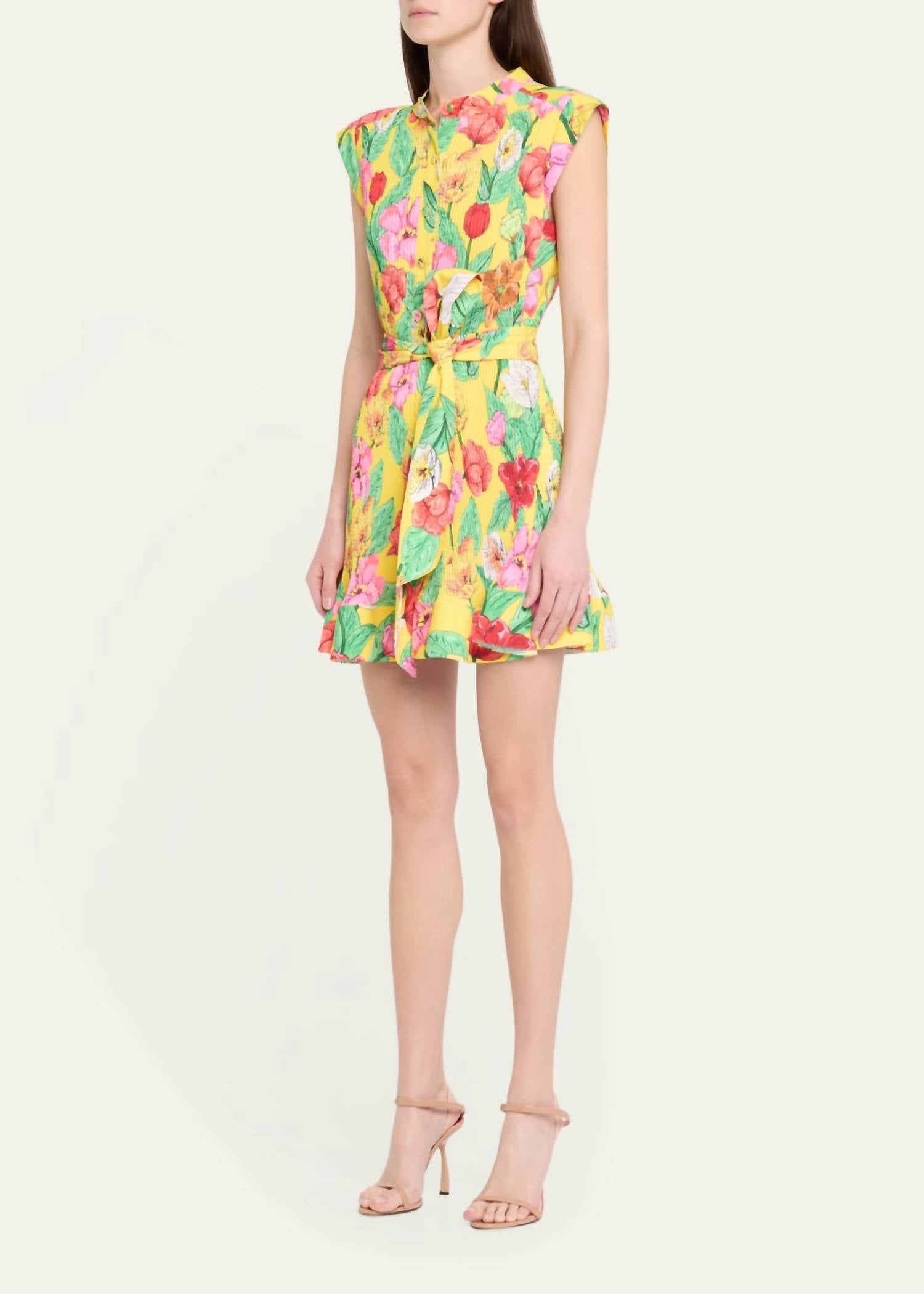 Milly - Joan Tulip Rosette Pleated Mini Dress