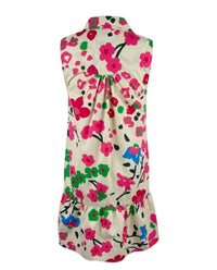 maude vivante Women's Luna Palm Breeze Poplin Dress in pink tropics - women's dress - detail view