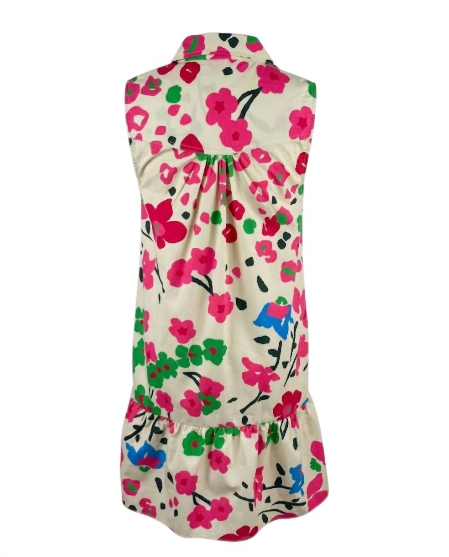 maude vivante Women's Luna Palm Breeze Poplin Dress in pink tropics - women's dress - detail view