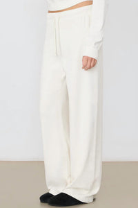 Eterne Drawstring Wide Leg Sweatpant in bone - women's pants - alternate view