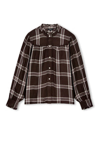 Rails Alanna Long Sleeve Plaid Top in chocolate napoleon - women's shirt - detail view