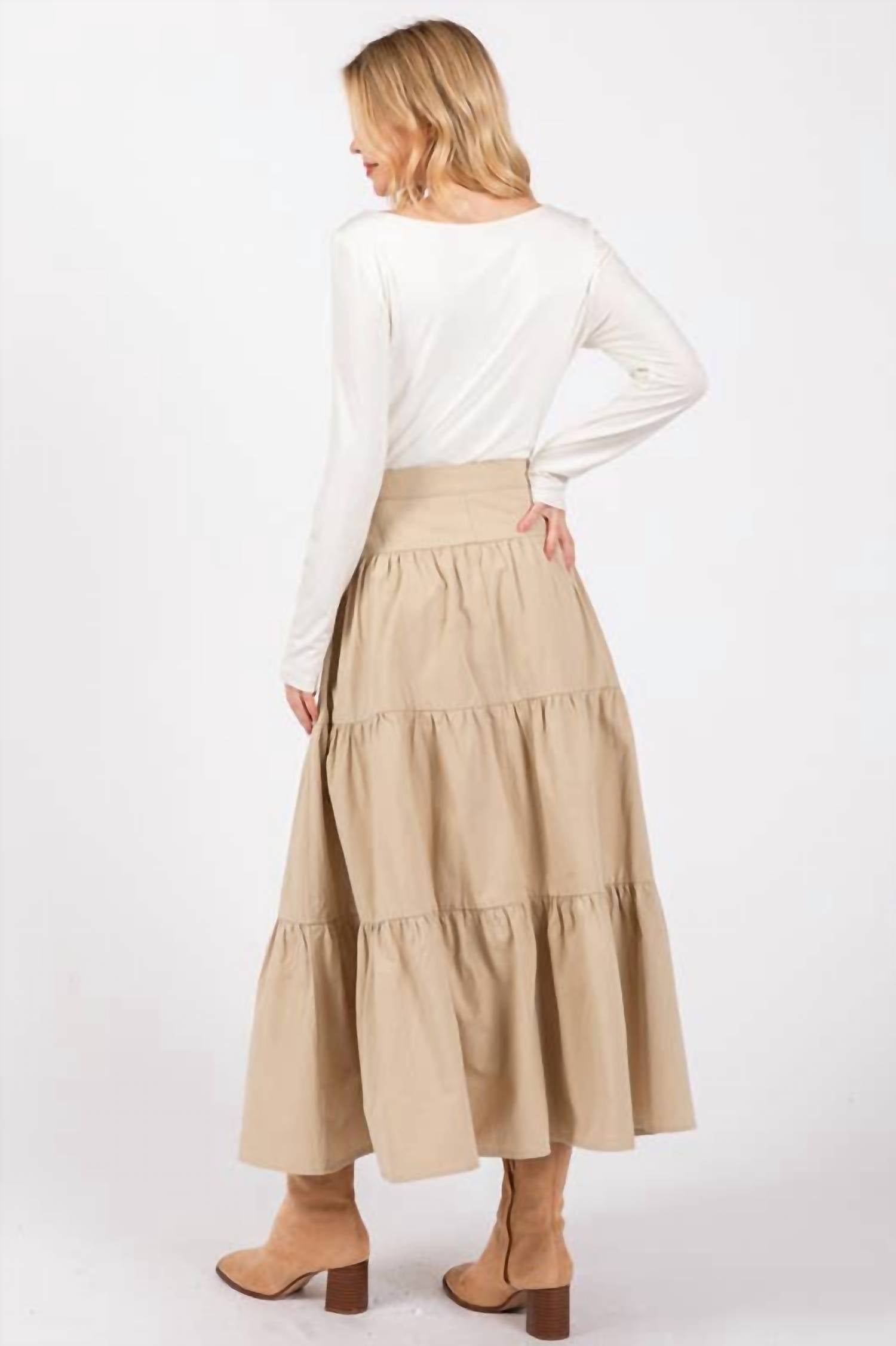 Calista - Button Detailed Front Maxi Skirt
