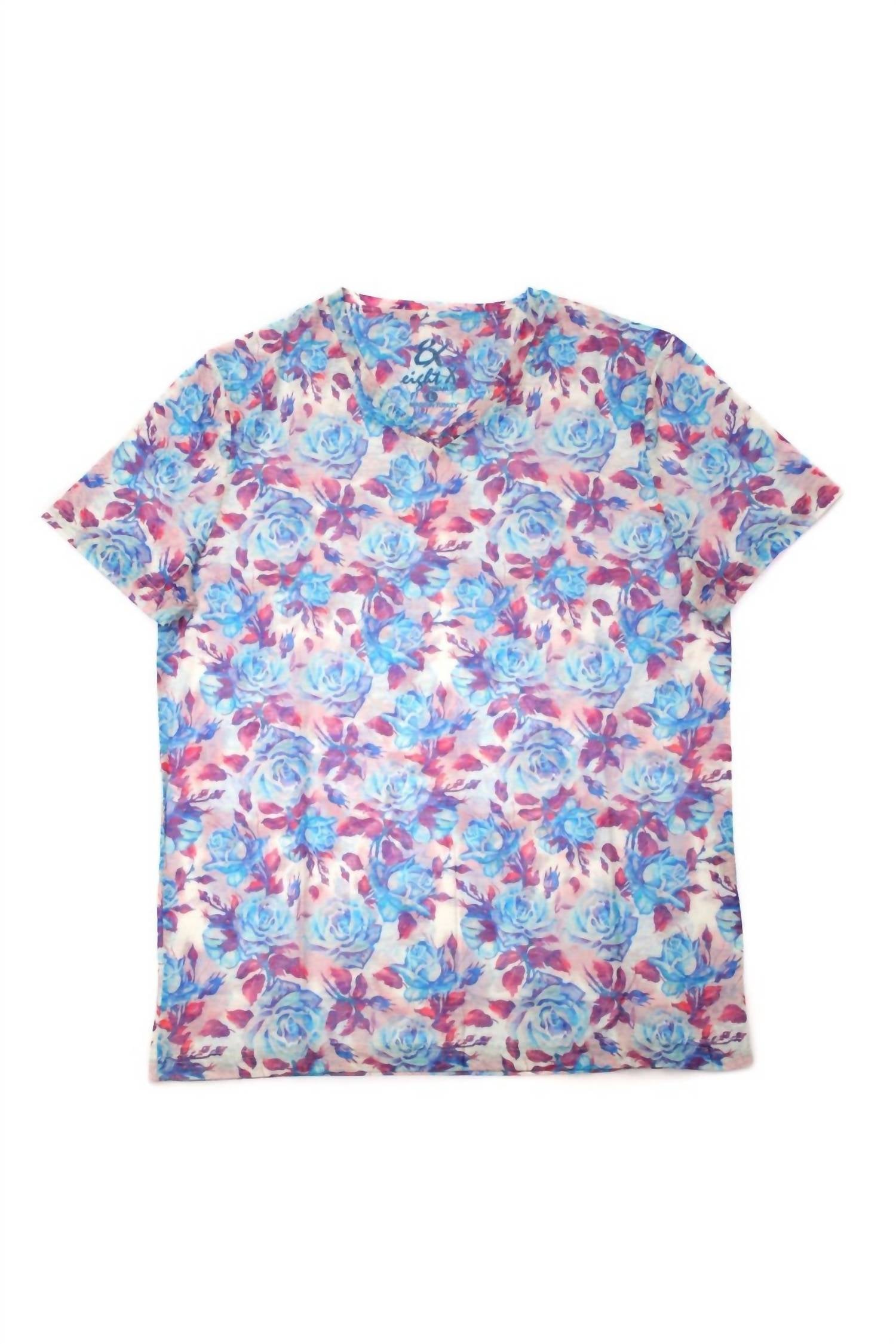 Eight X - Floral Print V-neck T-shirt