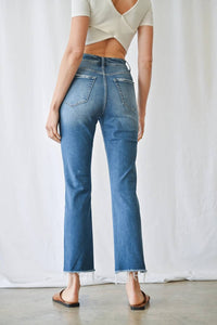 Mica Denim - Super High Straight Leg Jeans With Step Hem