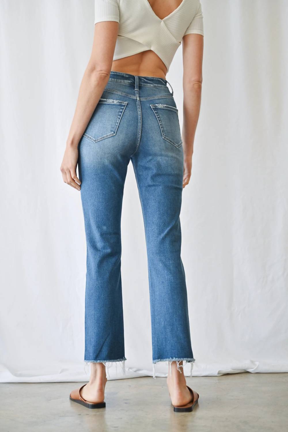 Mica Denim - Super High Straight Leg Jeans With Step Hem