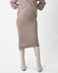 Angel Maternity Maternity Asymmetrical Knit Midi Skirt in taupe - women's skirt - view 4