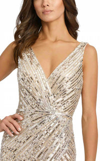 Mac Duggal - Sequined V-neck Gown