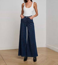 L'Agence Quincy Pinstriped Wide Leg Jean in ebony stripe - women's jeans - view 4