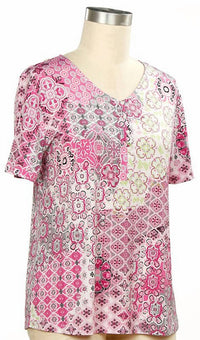 N Touch - Jigsaw Short Sleeve Patch Print Top