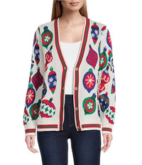Multiples - Cuffed Button Front Cardigan With Embellishments