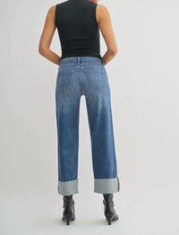 Just Black Denim - Scissor Cut Cuffed Slim Wide Leg Jean