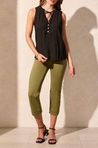 Tribal - Sleeveless Blouse With Button Placket