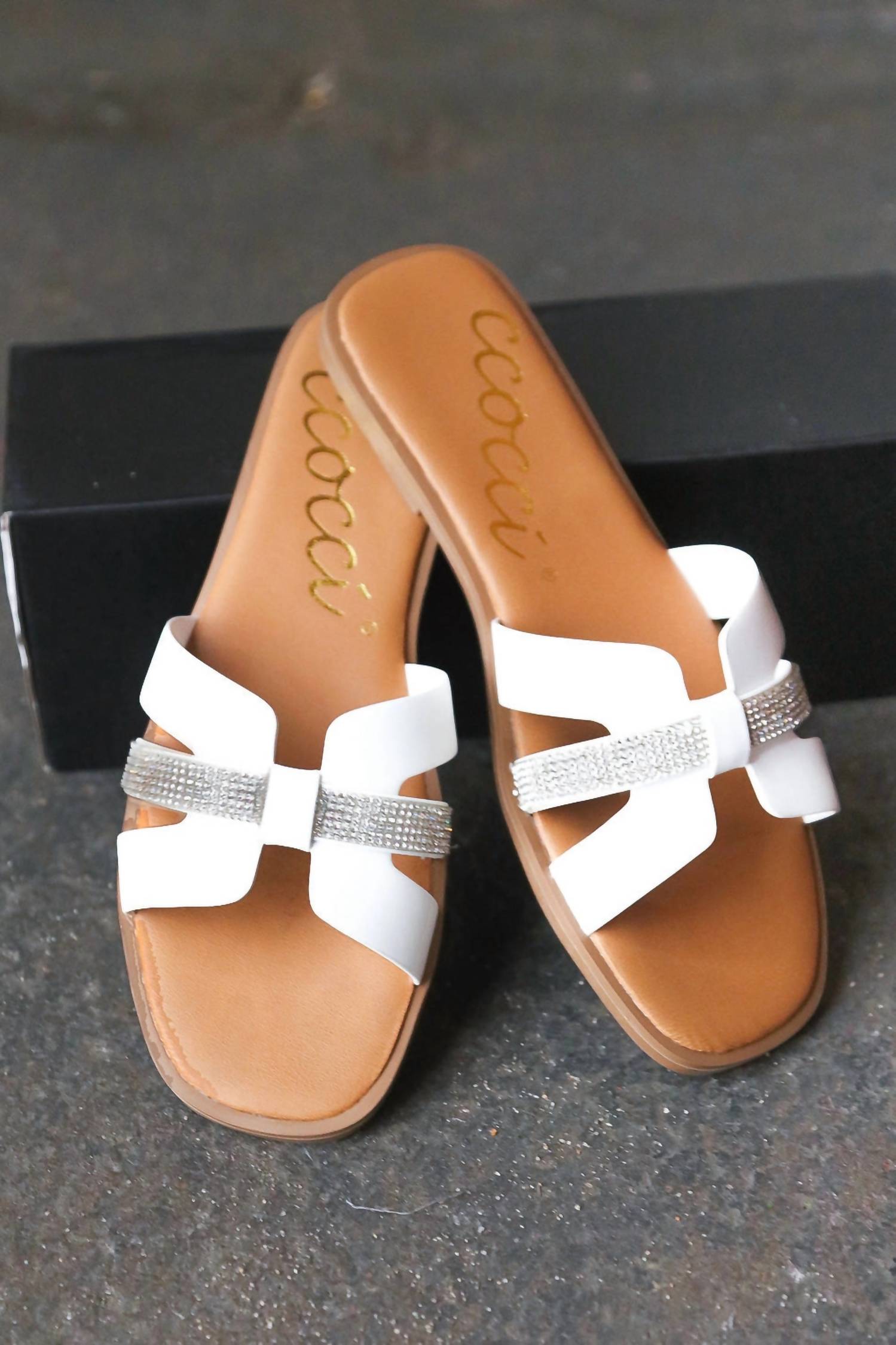 Ccocci - Women's Rhinestones Slide Sandals