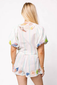 Queen Of Sparkles - Stripe Button Up Shell Short