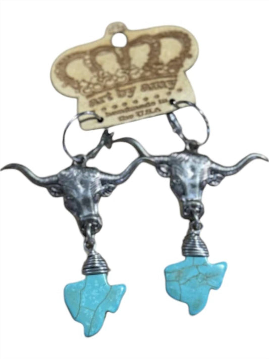 Art By Amy Labbe - Women's Steerhead Charm Turquoise Earrings